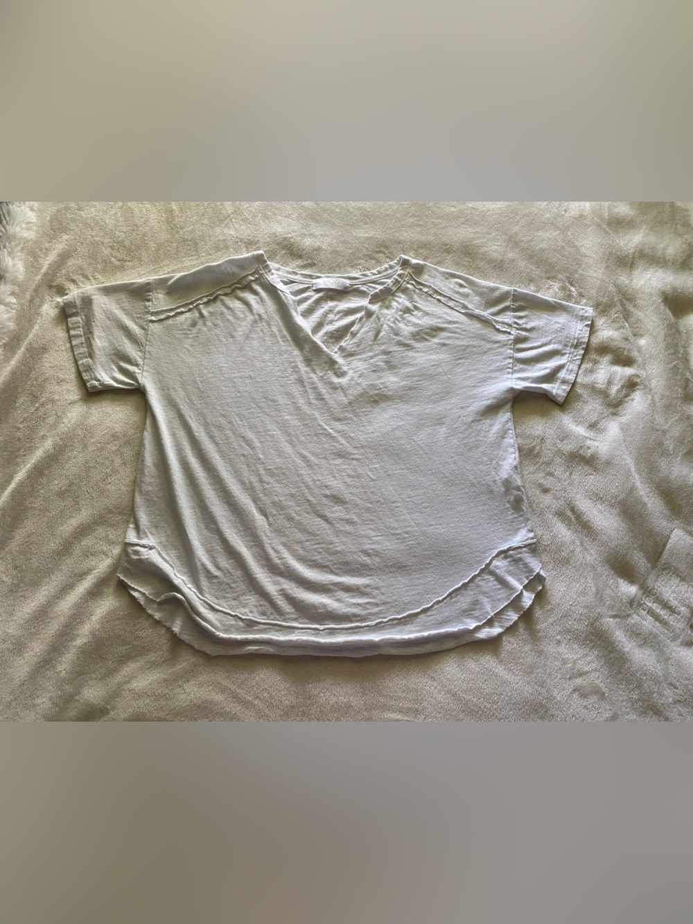 Women's Lightweight Washed White Short-Sleeve Top